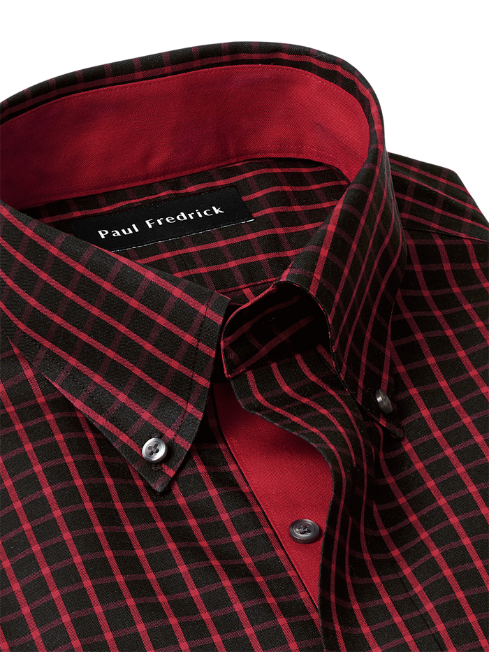 Alternate Image of Comfort Stretch Non-iron Check Dress Shirt With Contrast Trim-6