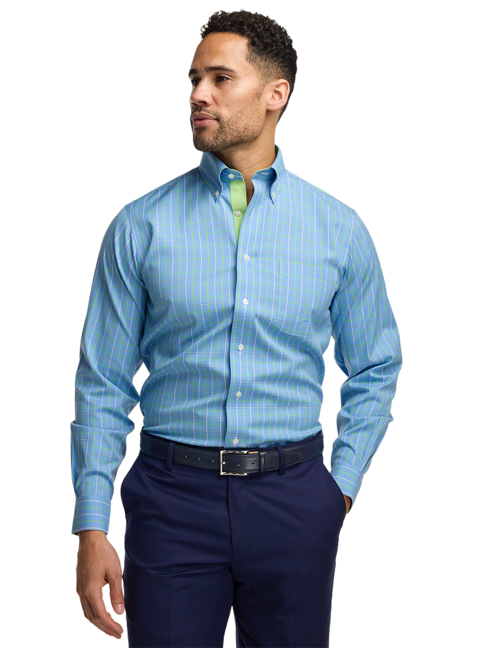 Alternate Image of Comfort Stretch Non-iron Check Dress Shirt With Contrast Trim-1