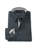 Product Image of Comfort Stretch Non-iron Deco Dress Shirt With Contrast Trim-Black/Grey