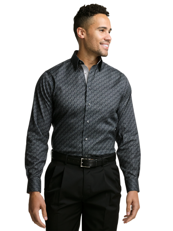 Alternate Image of Comfort Stretch Non-iron Deco Dress Shirt With Contrast Trim-1