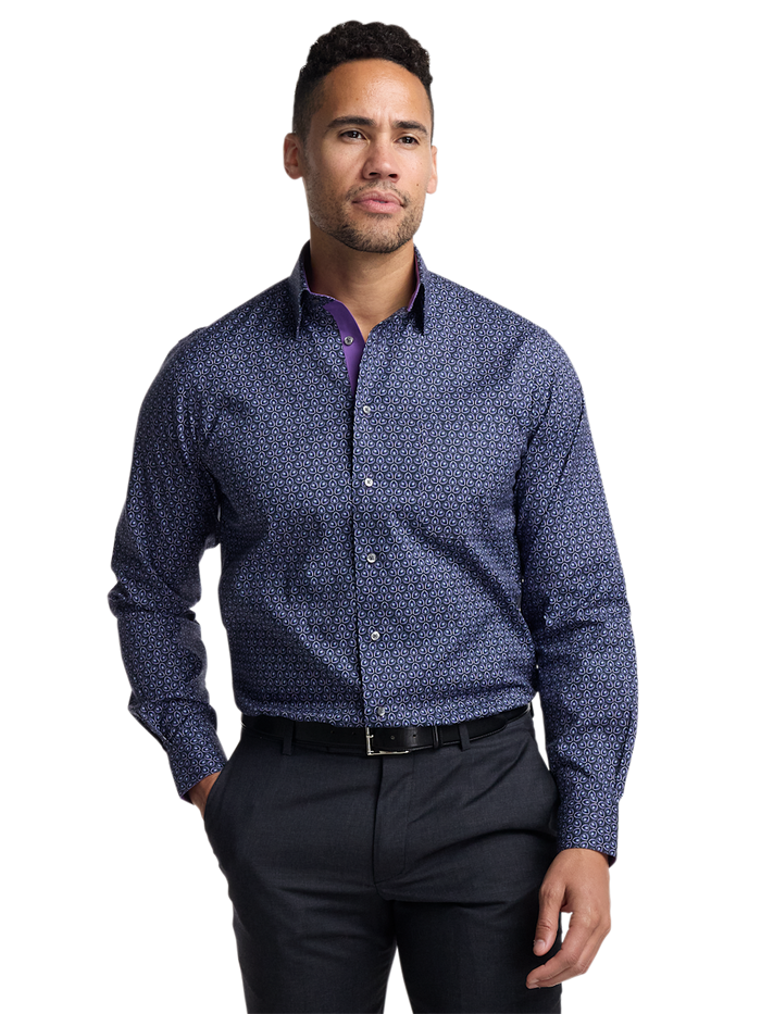 Alternate Image of Comfort Stretch Non-iron Deco Dress Shirt With Contrast Trim-1