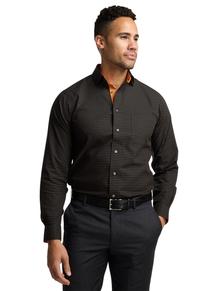 Alternate Image of Comfort Stretch Non-iron Dot Dress Shirt With Contrast Trim-1