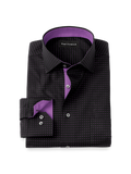 Product Image of Comfort Stretch Non-iron Dot Dress Shirt With Contrast Trim-Black/Purple