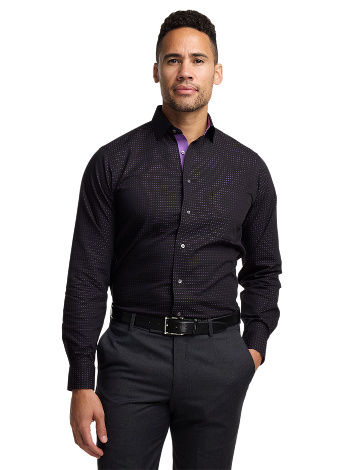 Alternate Image of Comfort Stretch Non-iron Dot Dress Shirt With Contrast Trim-1
