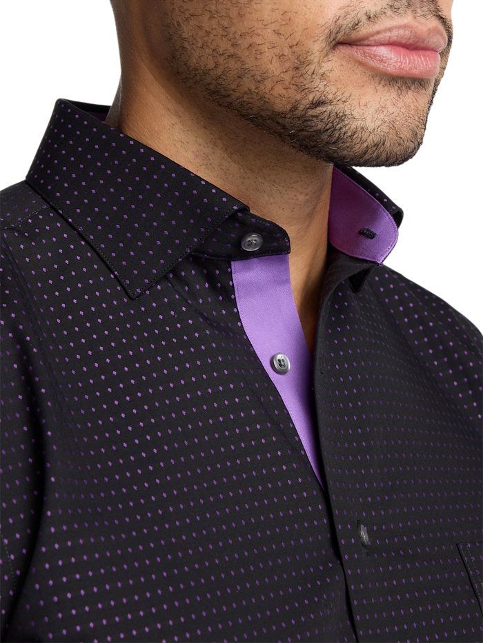 Alternate Image of Comfort Stretch Non-iron Dot Dress Shirt With Contrast Trim-2