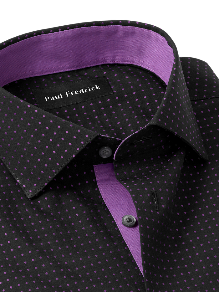 Alternate Image of Comfort Stretch Non-iron Dot Dress Shirt With Contrast Trim-6