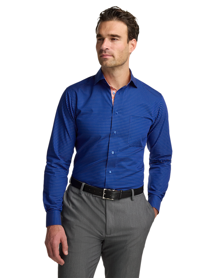 Alternate Image of Comfort Stretch Non-iron Dot Dress Shirt With Contrast Trim-1