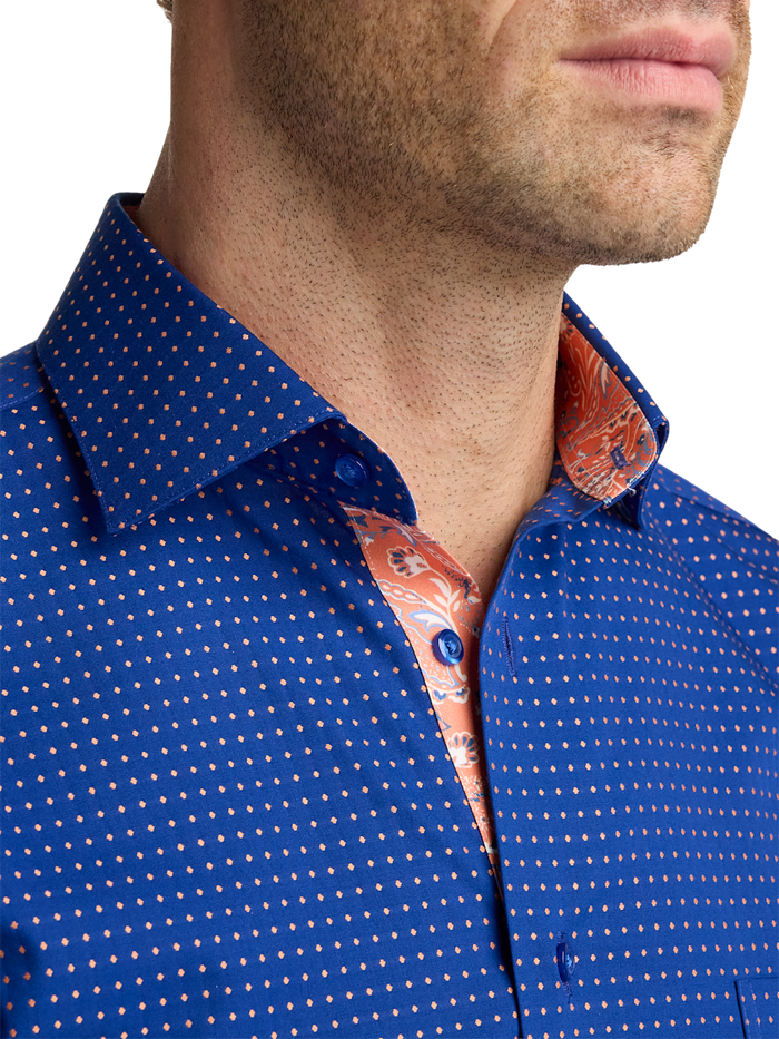 Alternate Image of Comfort Stretch Non-iron Dot Dress Shirt With Contrast Trim-2