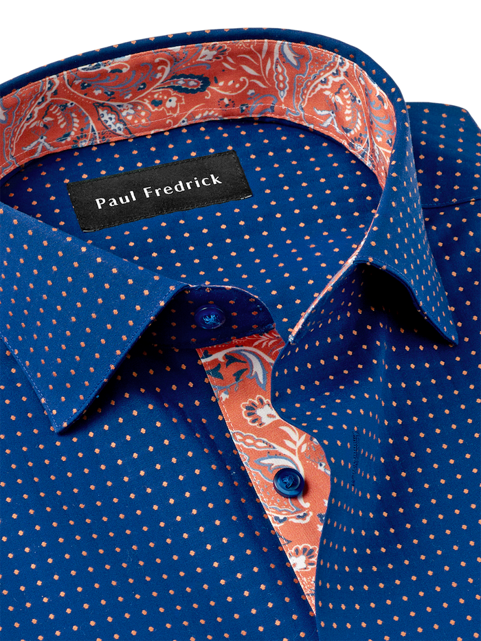 Alternate Image of Comfort Stretch Non-iron Dot Dress Shirt With Contrast Trim-6
