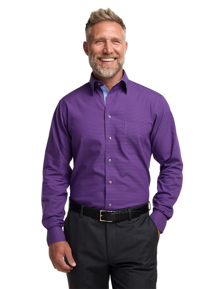 Alternate Image of Comfort Stretch Non-iron Dot Dress Shirt With Contrast Trim-1