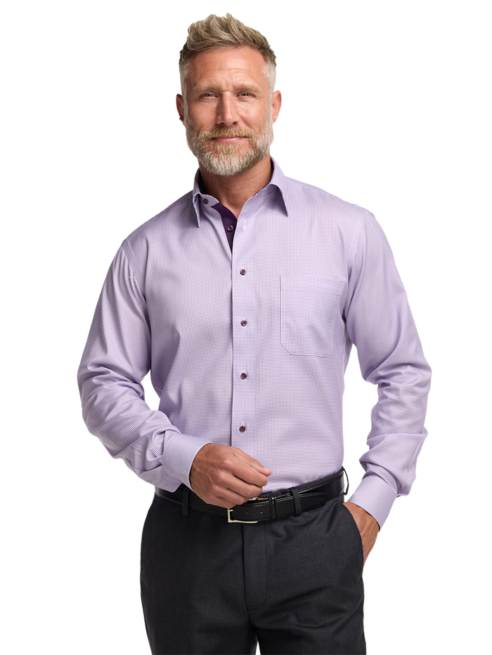 Alternate Image of Comfort Stretch Non-iron Geometric Dress Shirt With Contrast Trim-1