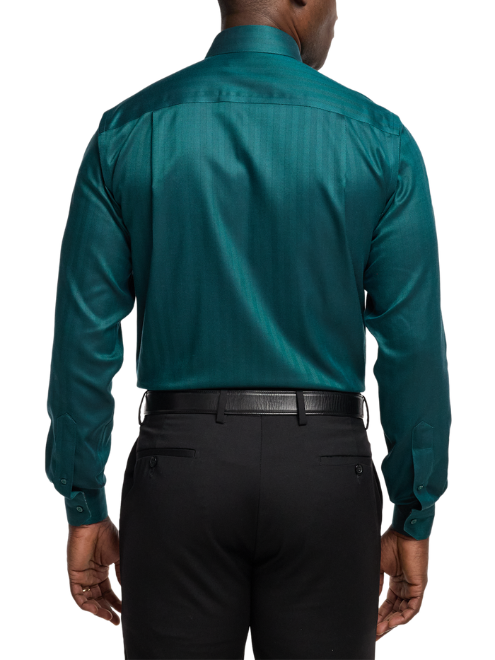 Alternate Image of Comfort Stretch Non-iron Herringbone Dress Shirt With Contrast Trim-4