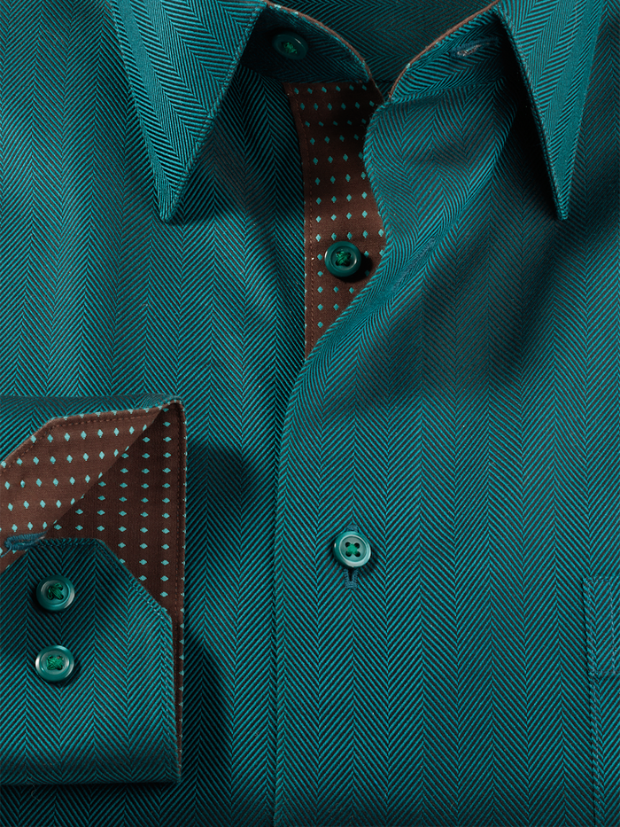 Alternate Image of Comfort Stretch Non-iron Herringbone Dress Shirt With Contrast Trim-5