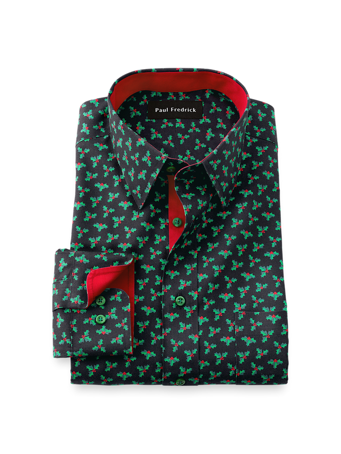 Product Image of Comfort Stretch Non-iron Novelty Dress Shirt With Contrast Trim-Black
