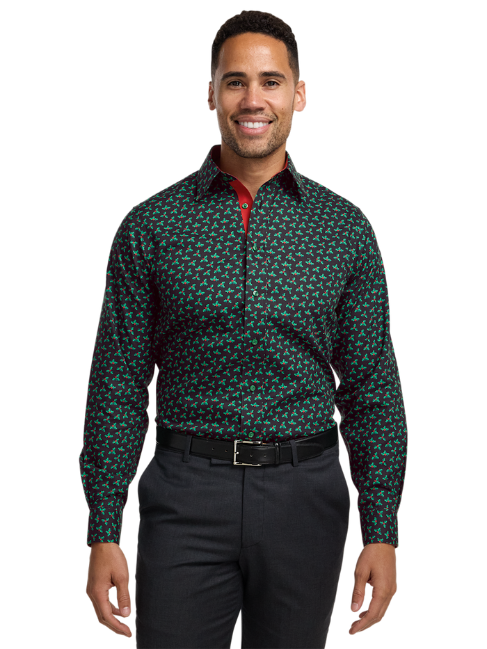 Alternate Image of Comfort Stretch Non-iron Novelty Dress Shirt With Contrast Trim-1