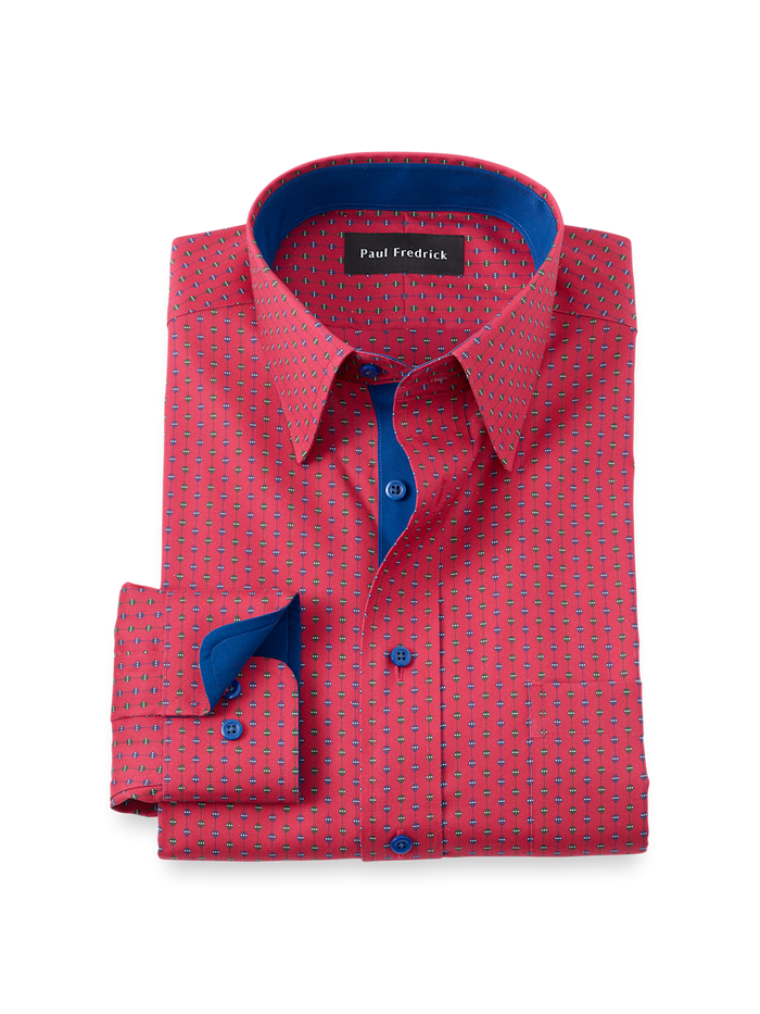 Product Image of Comfort Stretch Non-iron Novelty Dress Shirt With Contrast Trim-Red