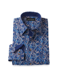 Product Image of Comfort Stretch Non-iron Paisley Dress Shirt With Contrast Trim-Navy Multi