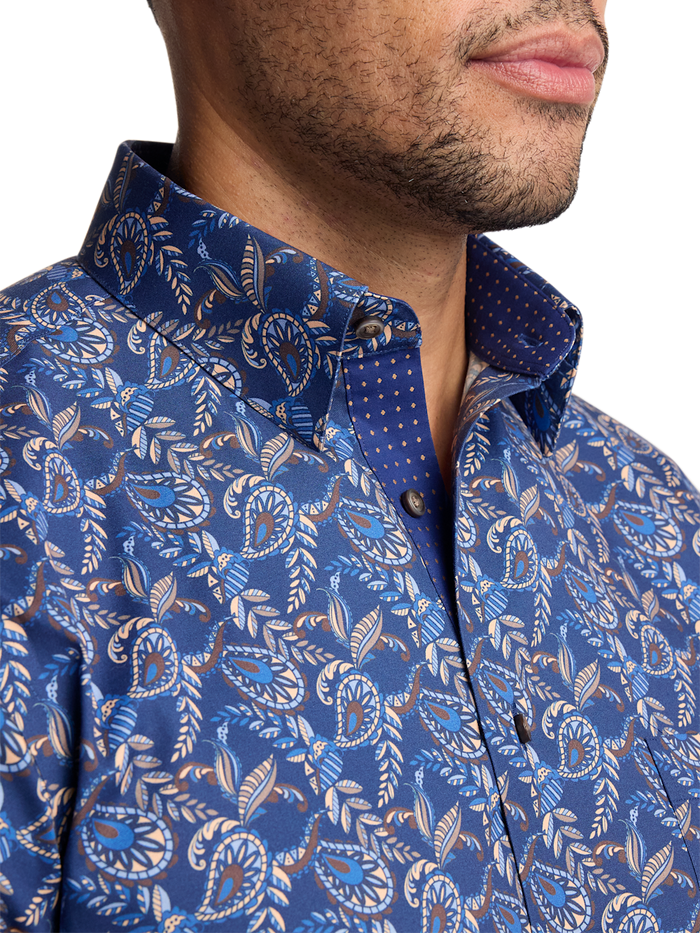 Alternate Image of Comfort Stretch Non-iron Paisley Dress Shirt With Contrast Trim-2