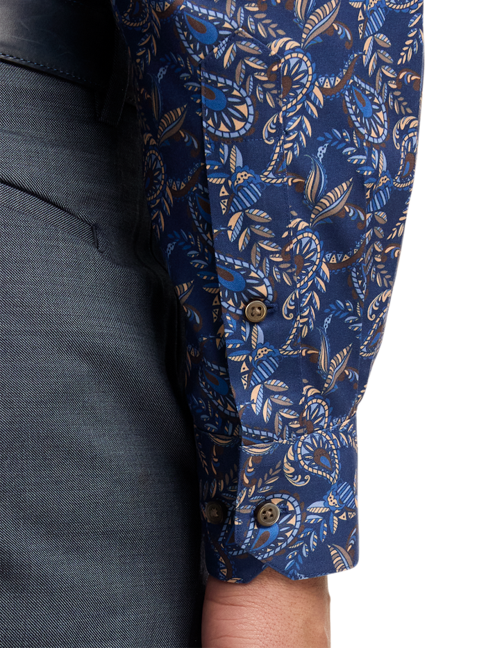 Alternate Image of Comfort Stretch Non-iron Paisley Dress Shirt With Contrast Trim-3