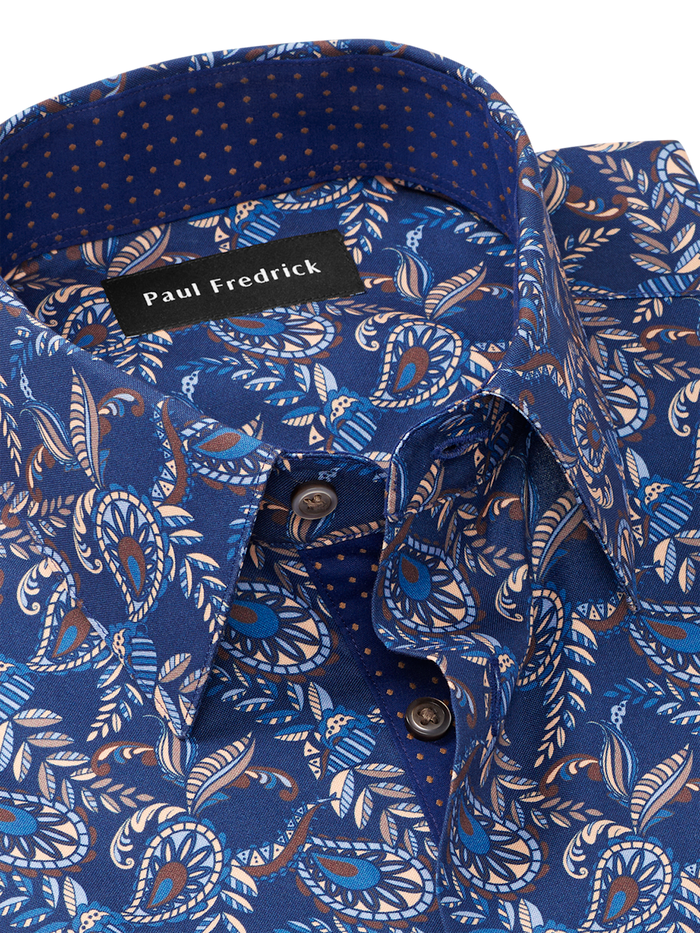 Alternate Image of Comfort Stretch Non-iron Paisley Dress Shirt With Contrast Trim-6