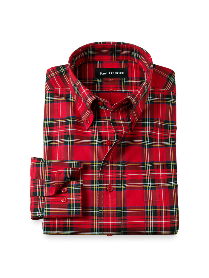 Product Image of Comfort Stretch Non-iron Plaid Dress Shirt-Red