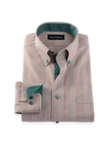 Product Image of Comfort Stretch Non-iron Plaid Dress Shirt With Contrast Trim-Brown