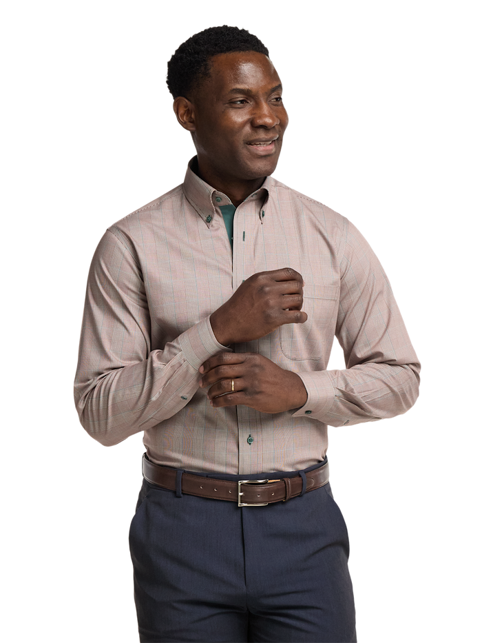 Alternate Image of Comfort Stretch Non-iron Plaid Dress Shirt With Contrast Trim-1