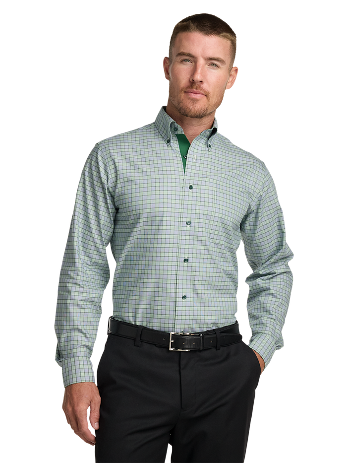 Alternate Image of Comfort Stretch Non-iron Plaid Dress Shirt With Contrast Trim-1