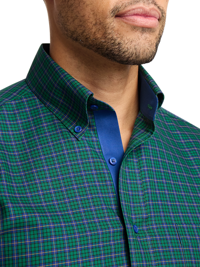 Alternate Image of Comfort Stretch Non-iron Plaid Dress Shirt With Contrast Trim-2