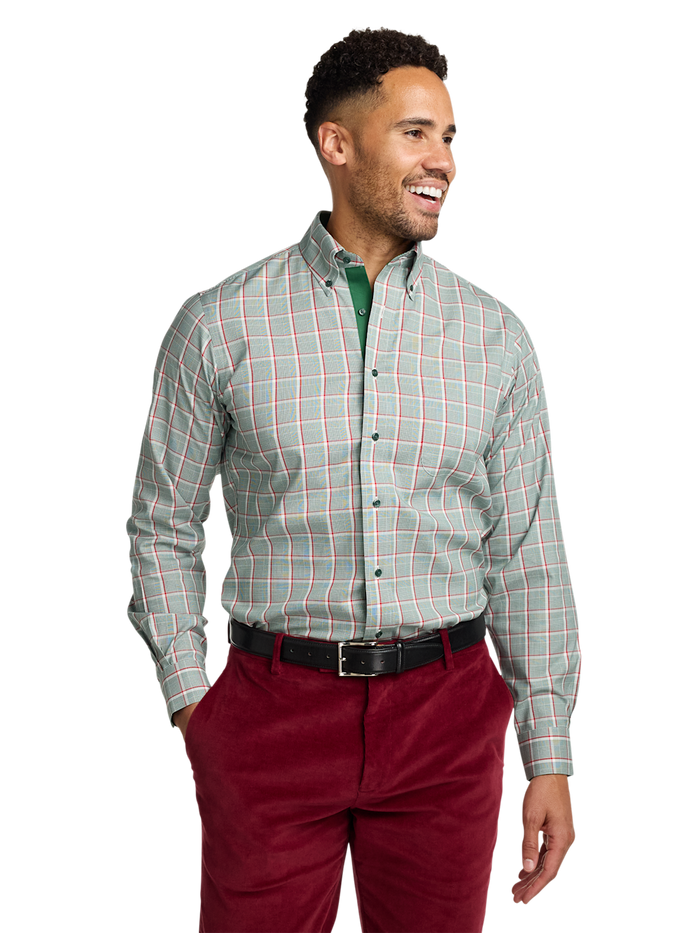 Alternate Image of Comfort Stretch Non-iron Plaid Dress Shirt With Contrast Trim-1