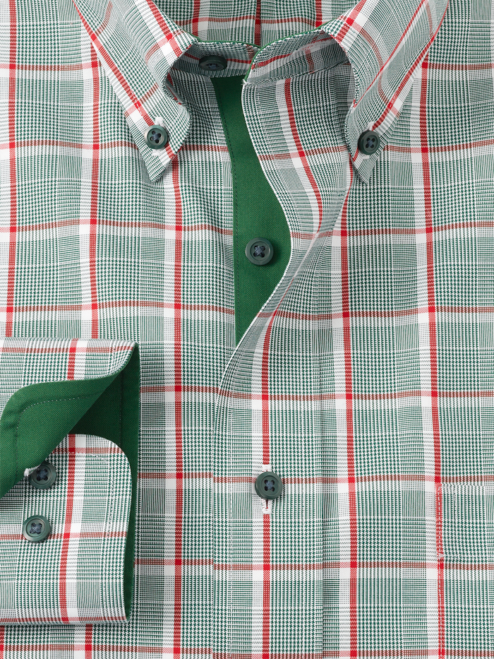 Alternate Image of Comfort Stretch Non-iron Plaid Dress Shirt With Contrast Trim-5