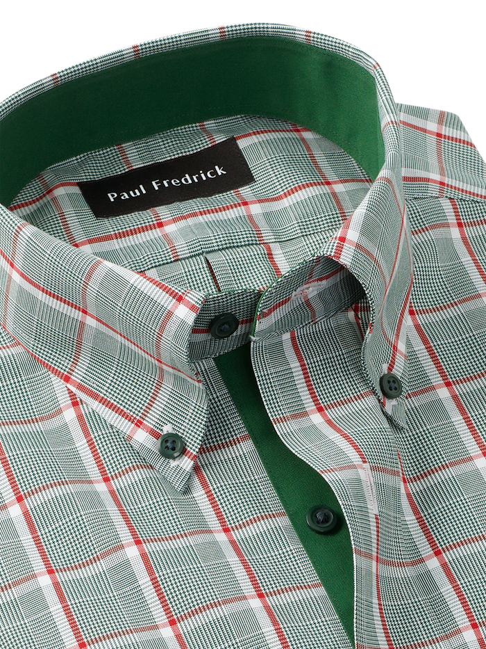 Alternate Image of Comfort Stretch Non-iron Plaid Dress Shirt With Contrast Trim-6