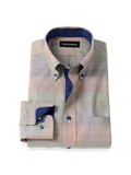 Product Image of Comfort Stretch Non-iron Plaid Dress Shirt With Contrast Trim-Multi