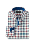Product Image of Comfort Stretch Non-iron Plaid Dress Shirt With Contrast Trim-White Multi