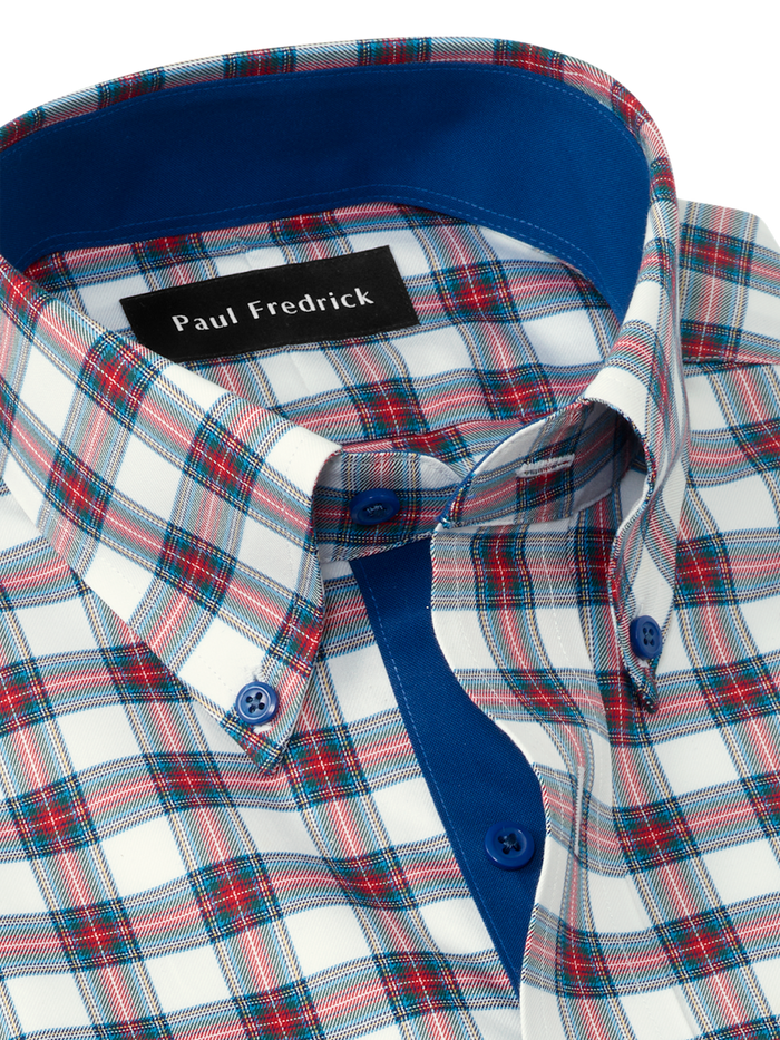 Alternate Image of Comfort Stretch Non-iron Plaid Dress Shirt With Contrast Trim-6