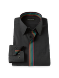 Product Image of Comfort Stretch Non-iron Solid Dress Shirt With Contrast Trim-Black Multi