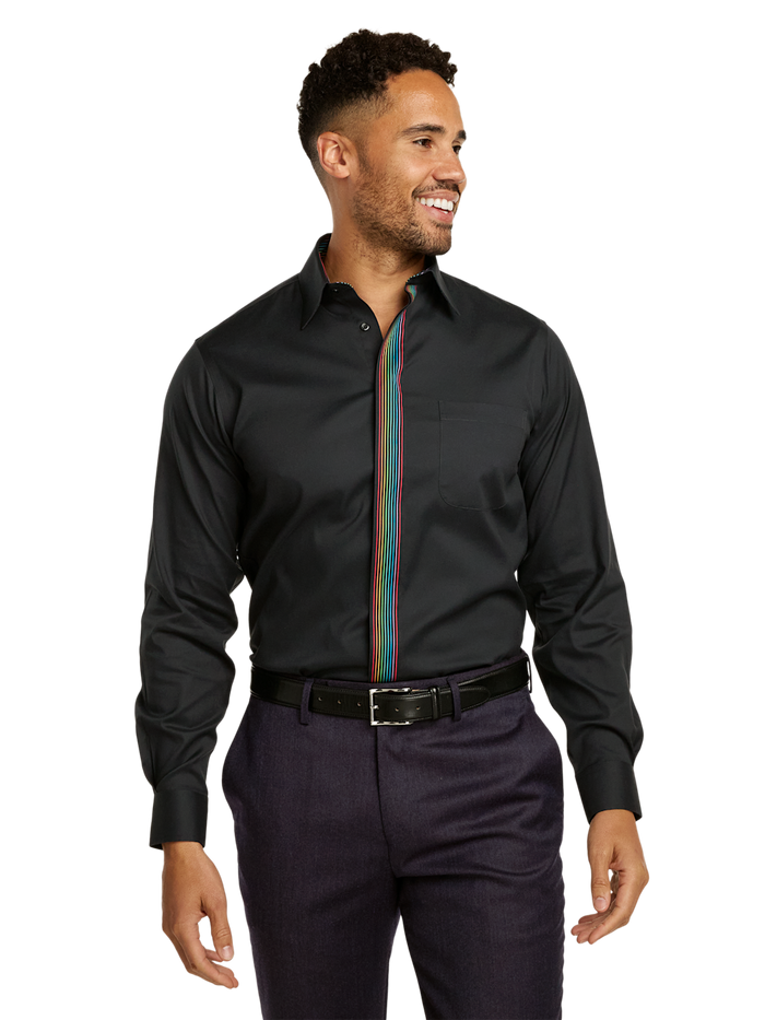 Alternate Image of Comfort Stretch Non-iron Solid Dress Shirt With Contrast Trim-1
