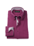 Product Image of Comfort Stretch Non-iron Solid Dress Shirt With Contrast Trim-Burgundy