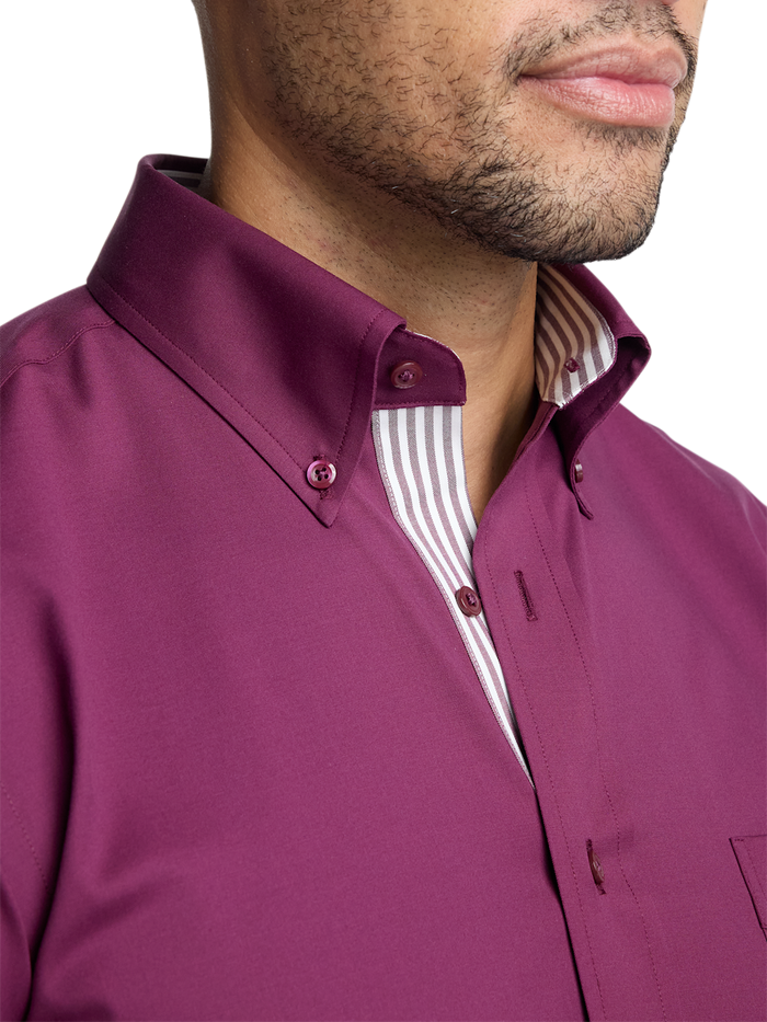 Alternate Image of Comfort Stretch Non-iron Solid Dress Shirt With Contrast Trim-2