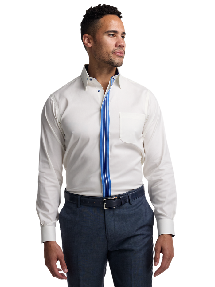 Alternate Image of Comfort Stretch Non-iron Solid Dress Shirt With Contrast Trim-1