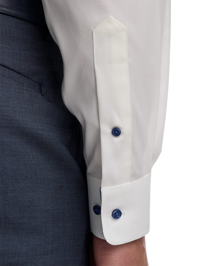 Alternate Image of Comfort Stretch Non-iron Solid Dress Shirt With Contrast Trim-3