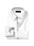 Product Image of Comfort Stretch Non-iron Solid Dress Shirt With Contrast Trim-White/Grey