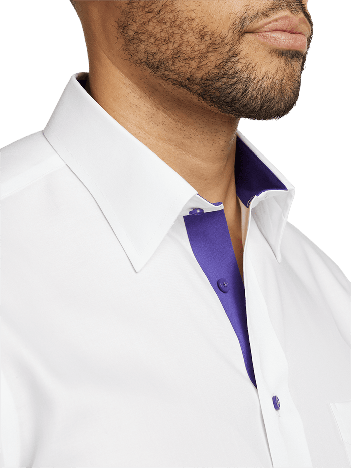 Alternate Image of Comfort Stretch Non-iron Solid Dress Shirt With Contrast Trim-2