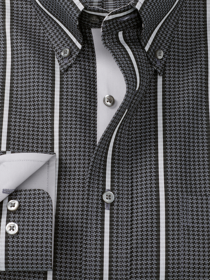 Alternate Image of Comfort Stretch Non-iron Stripe Dress Shirt With Contrast Trim-5