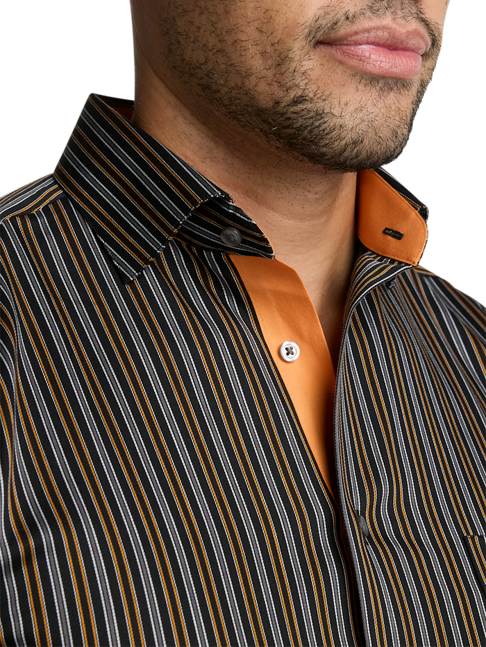 Alternate Image of Comfort Stretch Non-iron Stripe Dress Shirt With Contrast Trim-2