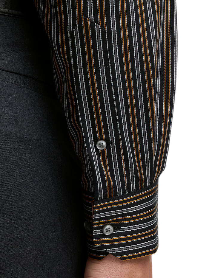 Alternate Image of Comfort Stretch Non-iron Stripe Dress Shirt With Contrast Trim-3