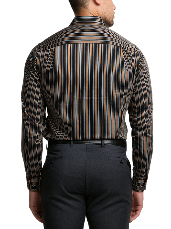 Alternate Image of Comfort Stretch Non-iron Stripe Dress Shirt With Contrast Trim-4