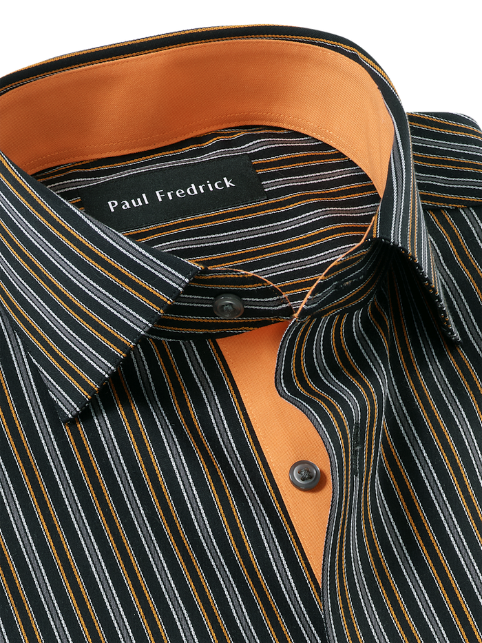Alternate Image of Comfort Stretch Non-iron Stripe Dress Shirt With Contrast Trim-6