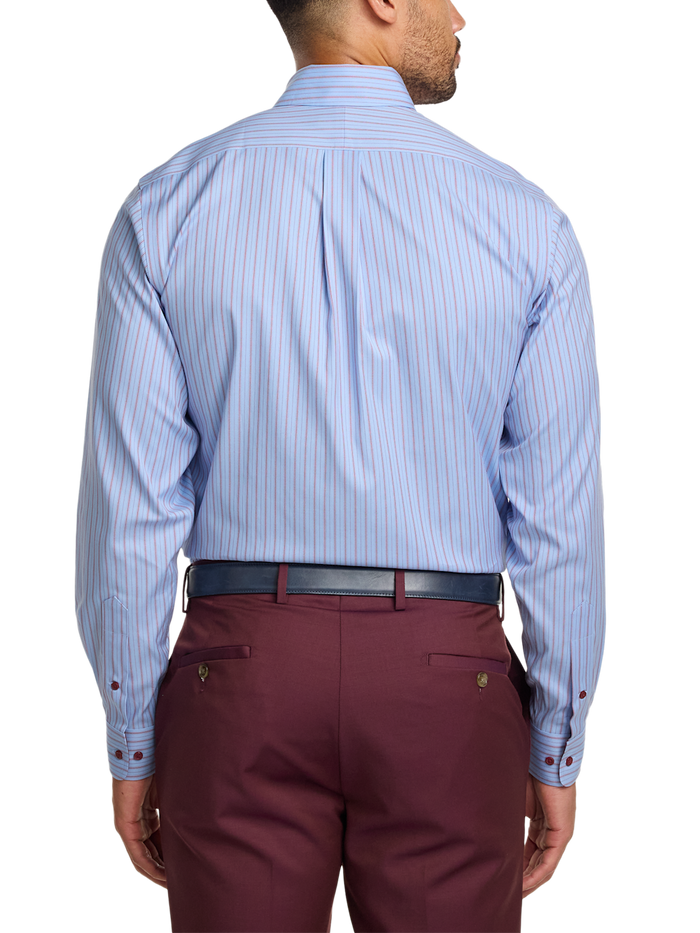 Alternate Image of Comfort Stretch Non-iron Stripe Dress Shirt With Contrast Trim-4