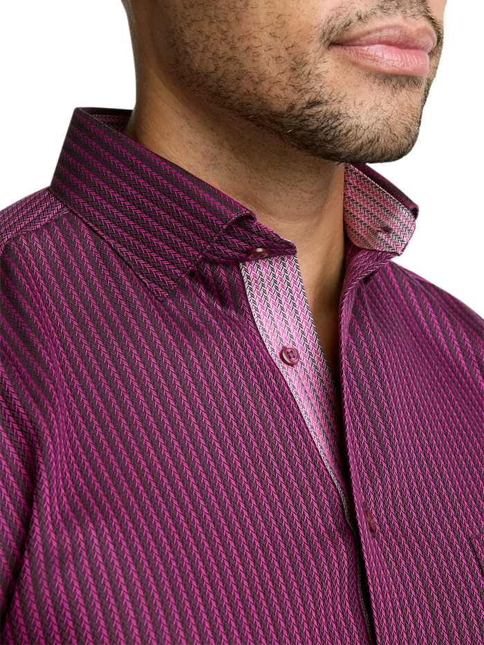 Alternate Image of Comfort Stretch Non-iron Stripe Dress Shirt With Contrast Trim-2